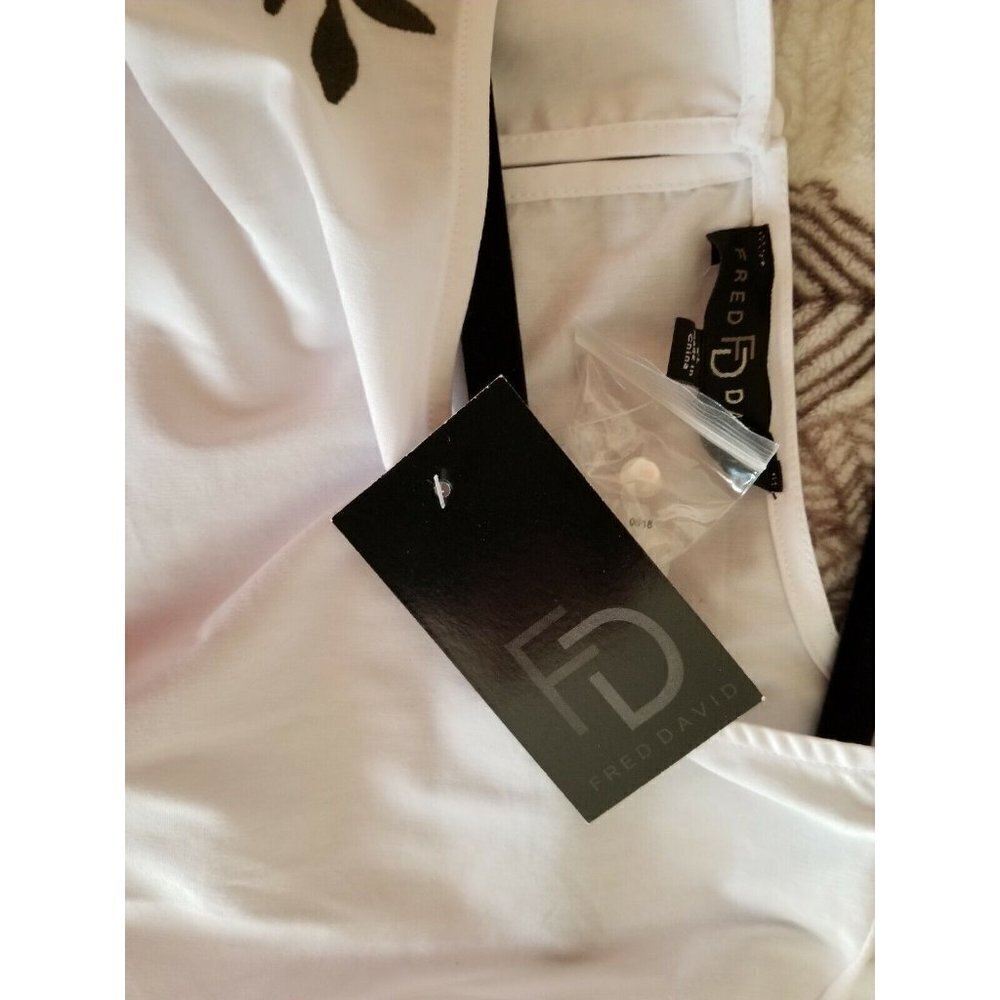 NWT FRED DAVID WHITE COTTON EMBROIDERED BLOUSE SZ XL - Picture 5 of 5
